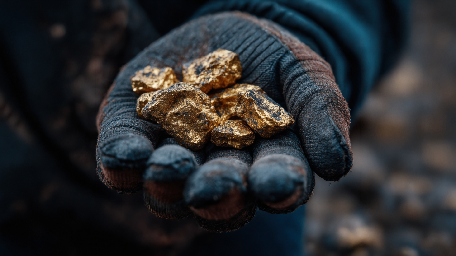 Gold raw material held in gloved hands